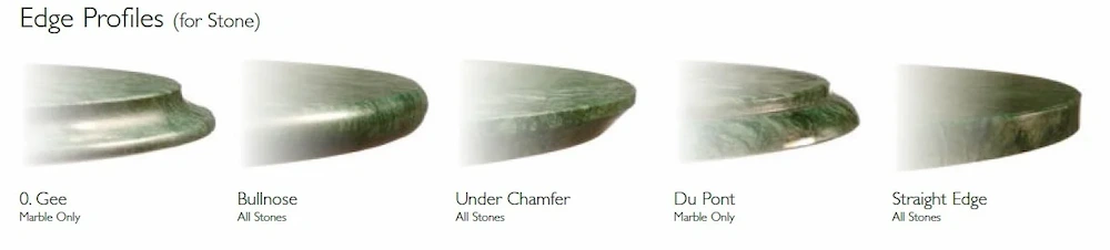 Edge profiles for stone table tops